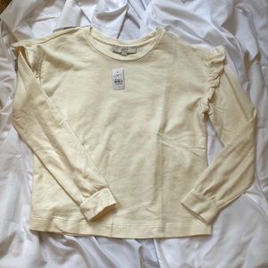 Cream Loft Ruffle Shoulder Sweatshirt Size Small